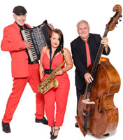 Unplugged Trio mit beschwingten Sound repertoire unplugged trio voices and music, saxofon, akkordeon, kontrabass swing Querflöte Stimmungsmusik