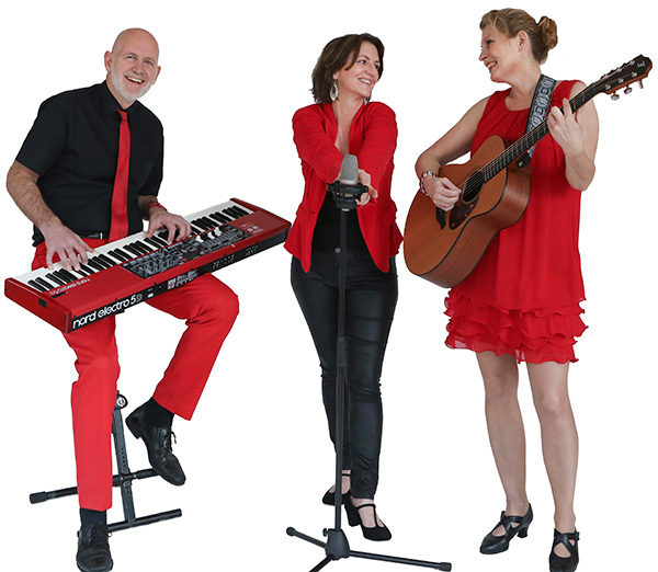 Trio 2 Sängerinnen mit Gitarre, Saxofon, Querflöte und Keyboardspieler, Musiker für Hochzeit, Agape, Trauung, Hochzeitsmusik und Liveband